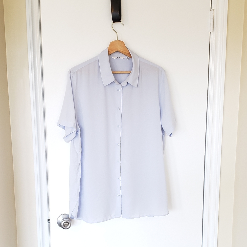 Pale blue t-shirt blouse
